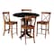 International Concepts 42 in. Solid Wood Dual Drop Leaf Dining Table with 4 Counter Height Stools in Black/Distressed Oak K46-42DPT-23S4261324 - alternate 1